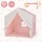 Costway Kid's Play Tent Toddler Playhouse Castle Solid Wood Frame with Washable Mat Orange/Pink